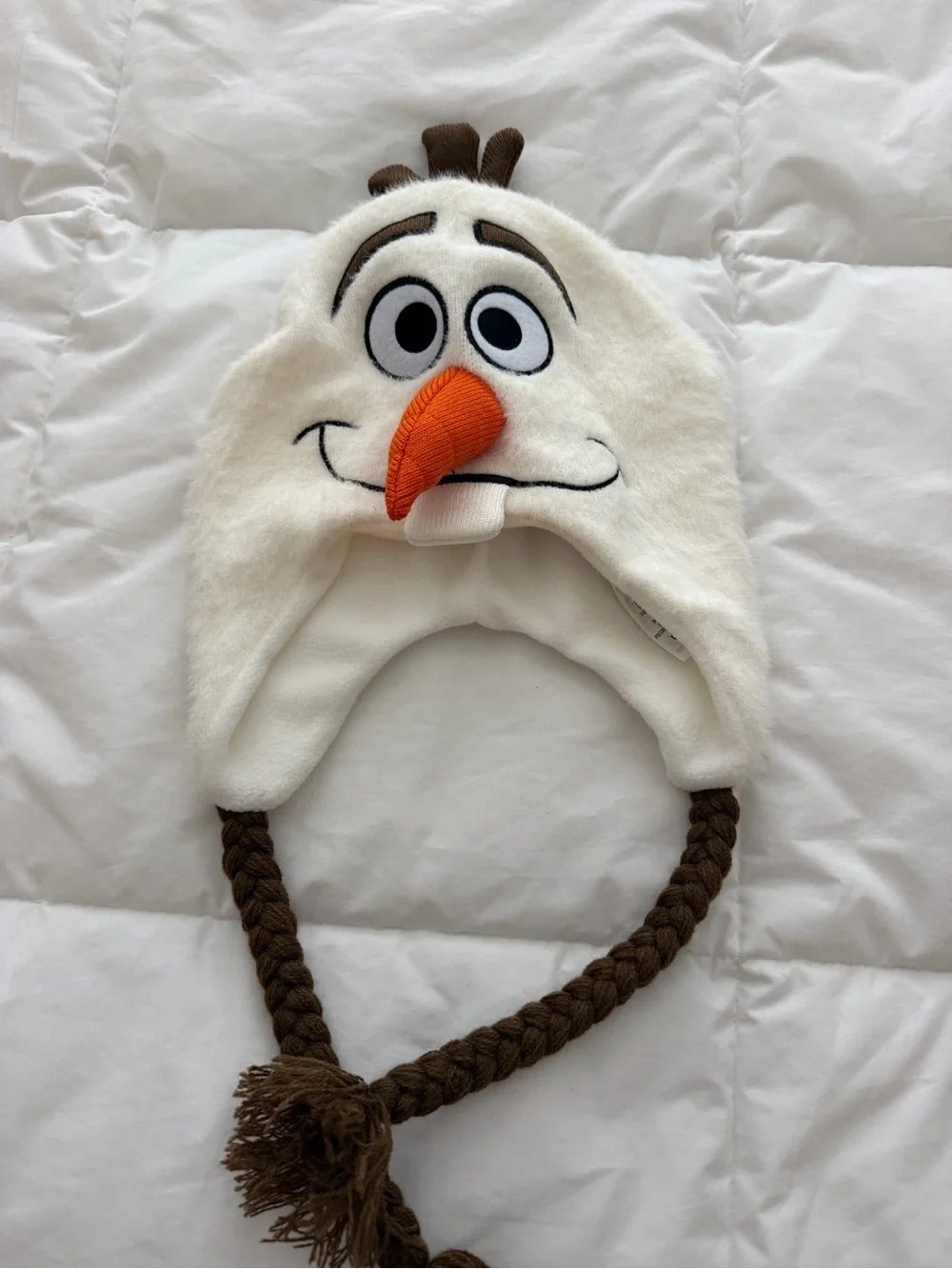 Kids White Snowman Character Knit Hat with Orange Nose